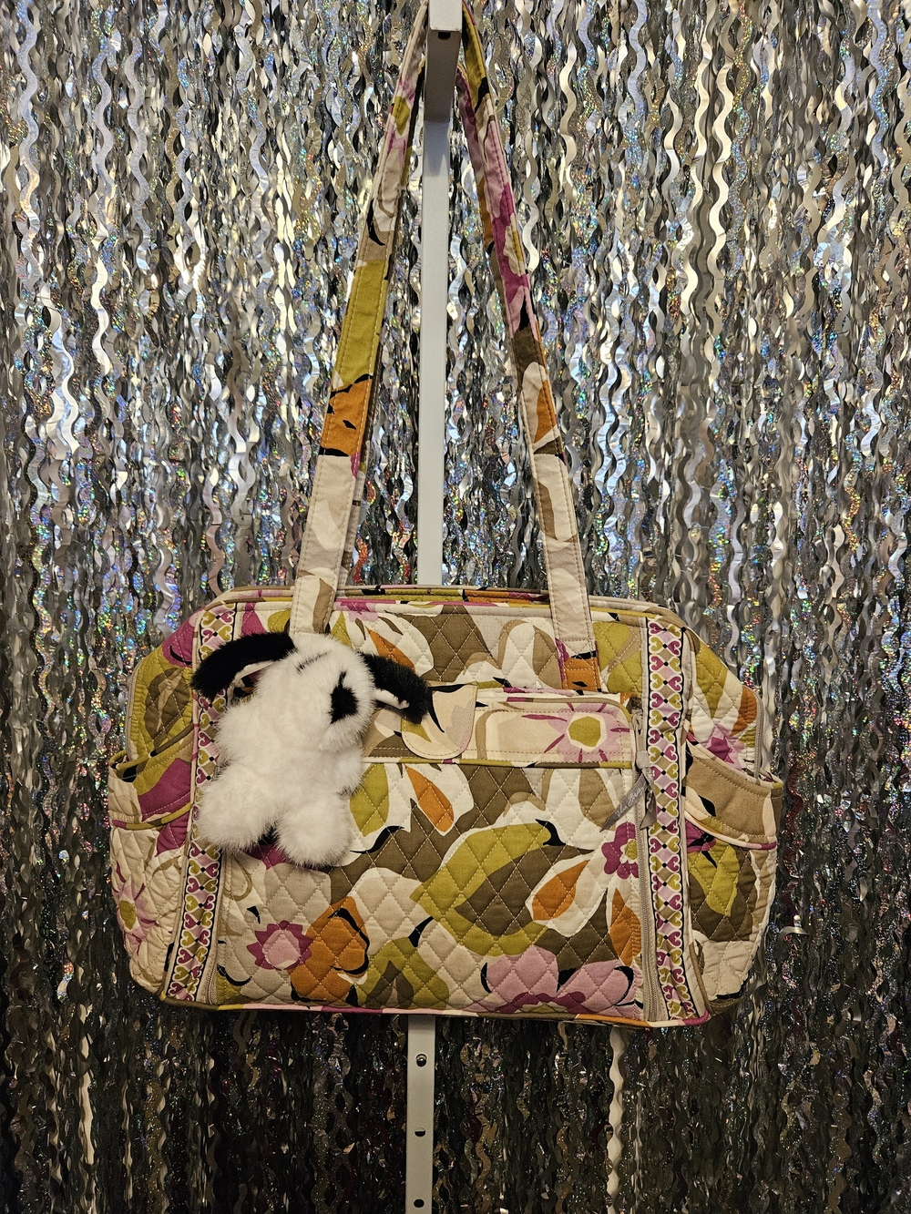 Vera Bradley Quilted Floral Travel Tote in Cream, Pink, Yellow & Green